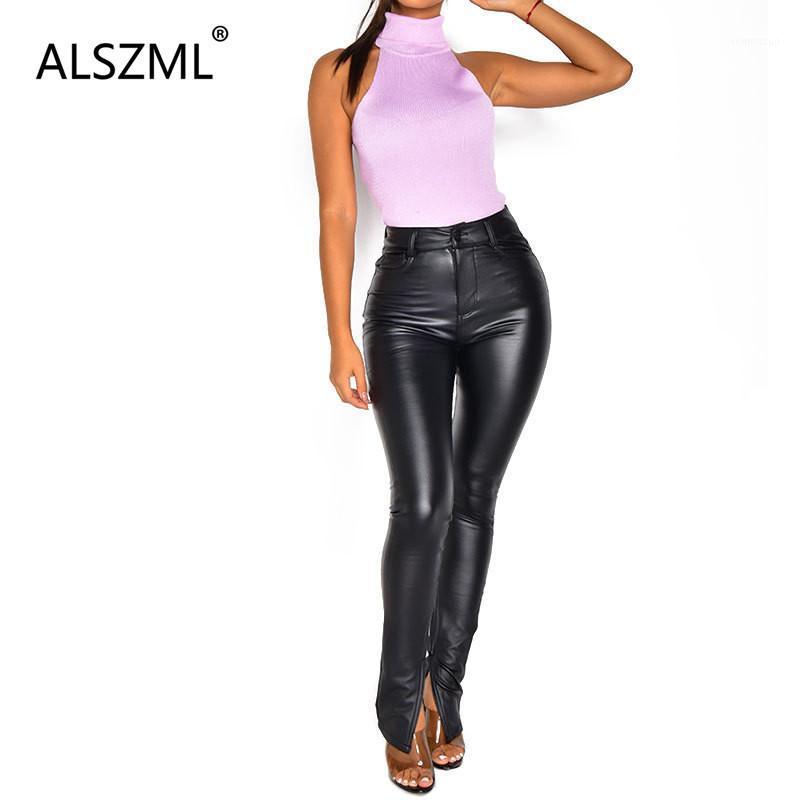 

Women's Pants & Capris Fashion PU Leather Long Pant Sexy High Waist Trousers For Woman Ladies, Black;white