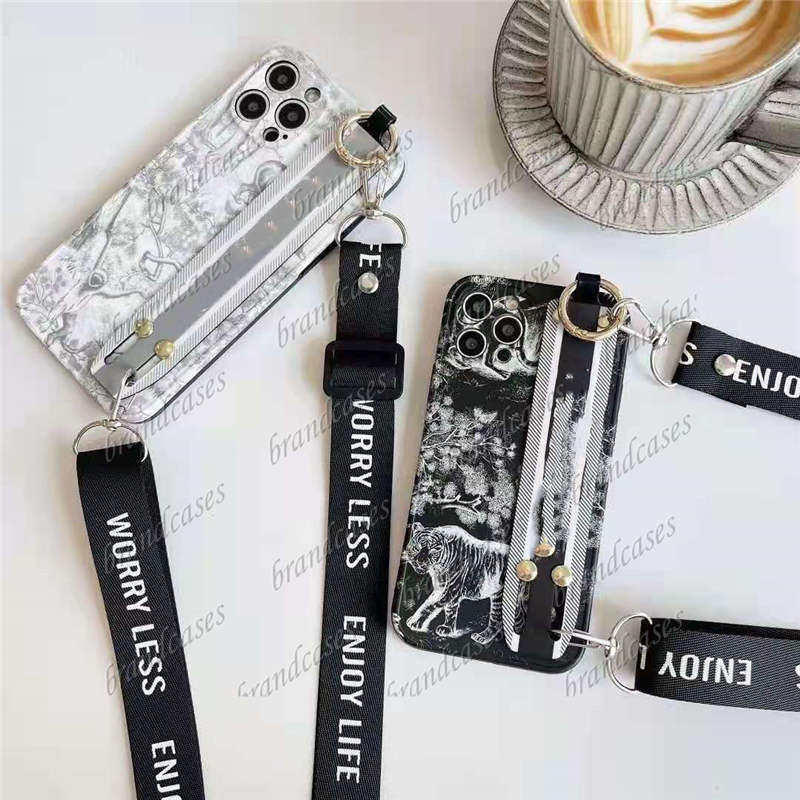 

Fashion silcone Phone Case For iPhone 12 11 Pro Max back Cover For iPhone XS MAX XR X 7 8 Plus Neck Rope Wristband Funda