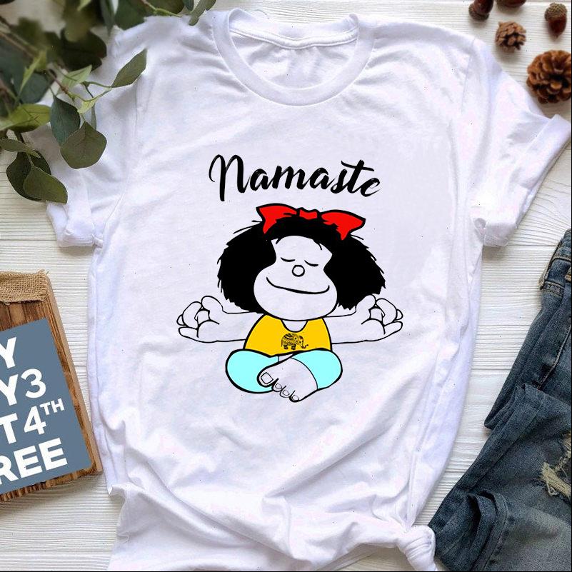 

Women Tops Womens T shirt Mafalda Cartoon Fashion Print Ladies Harajuku Female TShirts Clothing Camisas Mujer girls top tee, White