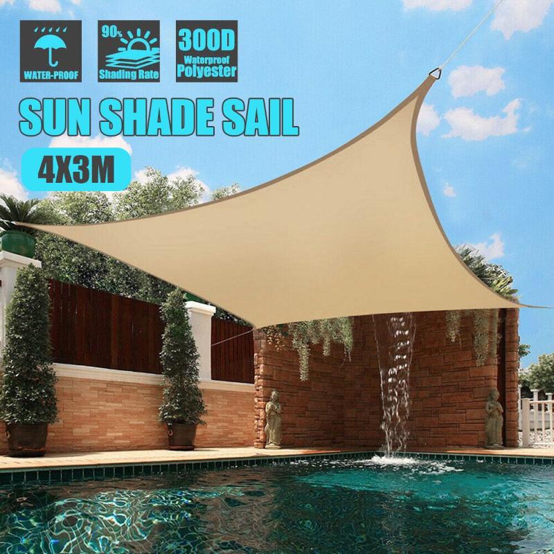 

4x3m 300GSM Waterproof Awning Sunshade Sun Shade Sail For Outdoor Garden Beach Camping Patio Pool Canopy Tent Shelter