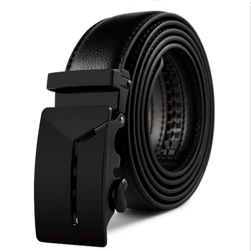 

Zeeshant Brand Fashion Automatic Buckle Black Genuine Leather Belt Streetwear Men's Belts Cow For Men 3.5cm Width, Black;brown