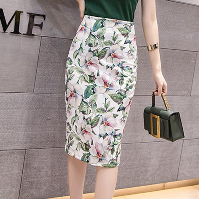 

Skirts 28 Patterns Flower Printing Womens Skirt Tight Elastic 2021 Summer Split Pencil Sexy High Waist Slim Knee, 3004
