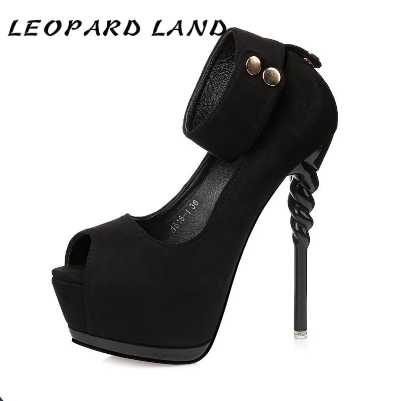 

Sandals LEOPARD LAND14CM Fashion Ultra-heeled Platform Nightclub High-heeled Shoes With A Slender Heel And Sexy Fish Mouth LSJ, Black