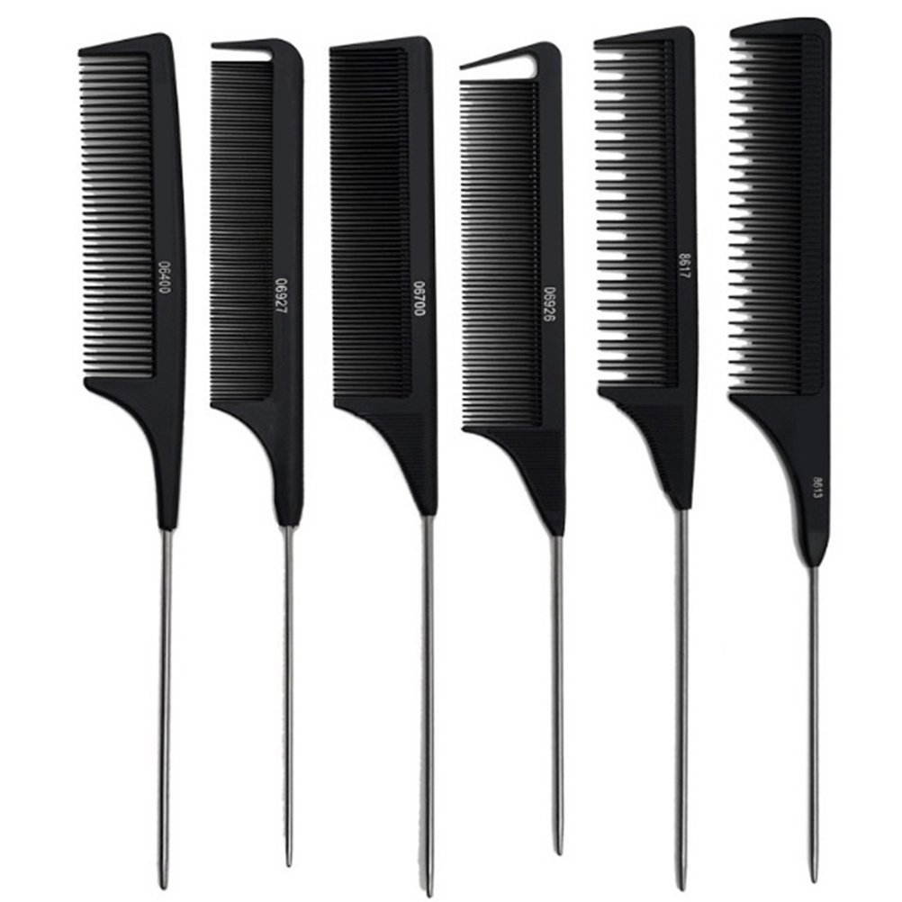 

1PCS Heat Resistant Salon Black Metal Pin Tail Antistatic Comb Hard Carbon Cutting Hair Trimmer Brushes
