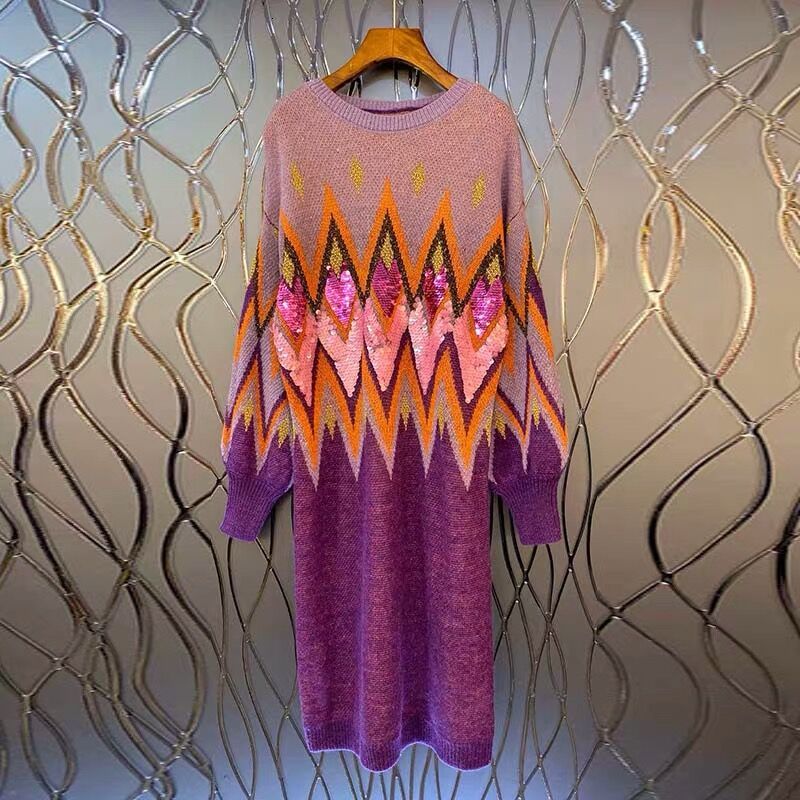 

Women' Sweaters sweater winter clothing mesh long vintage sleeves sequins dress women' clothes 50PF, 1# shoe box