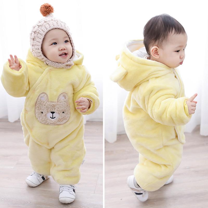

Jumpsuits 0-18Months Cute Lemon Yellow Born Baby Boys Girls Winter Warm Fleece Jumpsuit Romper Outwear Ropa De Bebé Korean M4, Blue