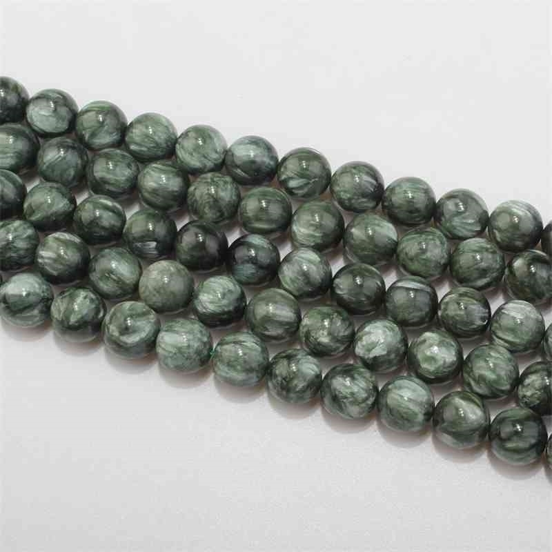 

6 8 10 12mm Natural Russia Seraphinite 5A Green Round Gemstone Loose Beads Accessories for Neckalce Bracelet DIY Jewelry Making