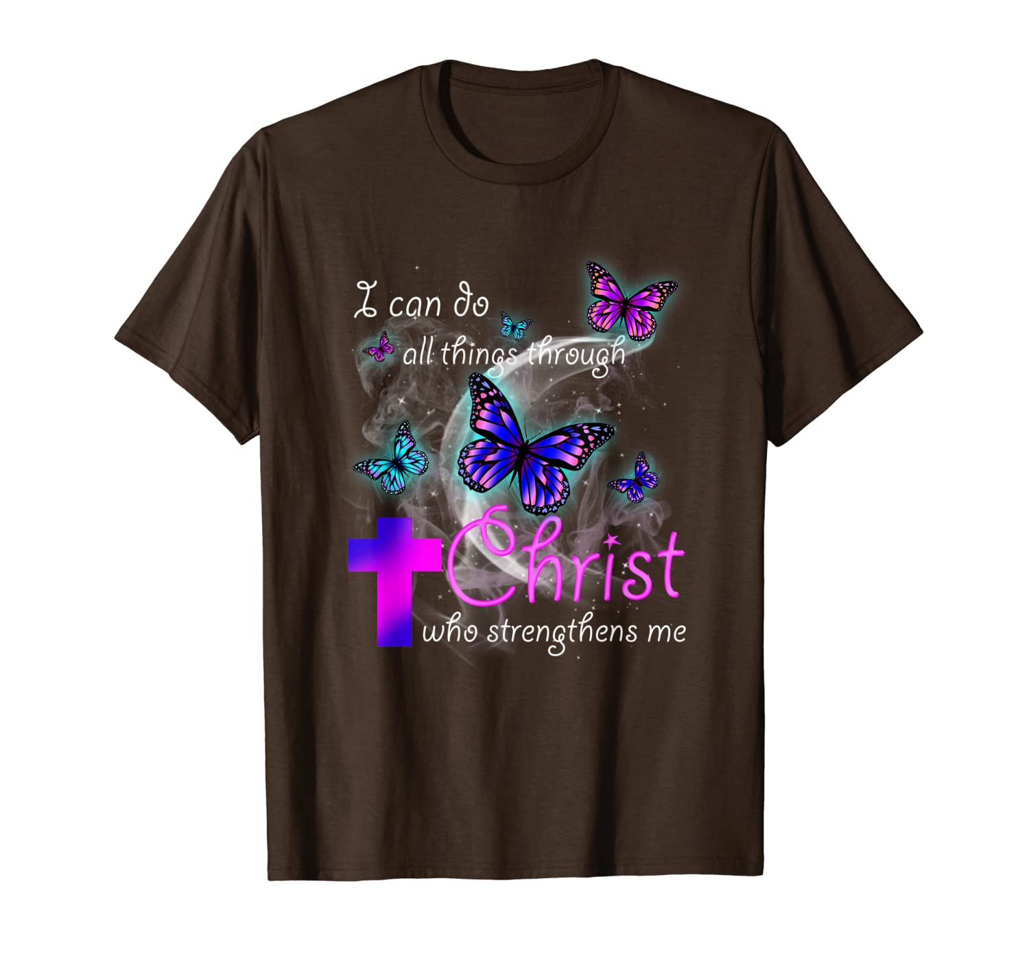 

do things through christ - breast cancer support t shirt, White;black