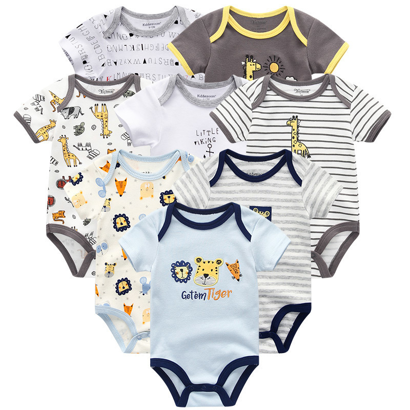 

Baby Clothes 8Pcs/lots Unisex Newborn Boy&Girl Rompers roupas de bebes Cotton Baby Toddler Jumpsuits Short Sleeve Baby Clothing K711, Girls mixed style
