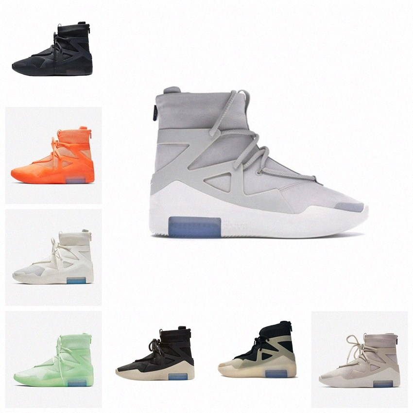

2021 TOP High Quality Men Women Fear Of God Light Bone Black white Sneakers FOG Cushion Boots Sports Zoom Casual Shoes 27 987K#