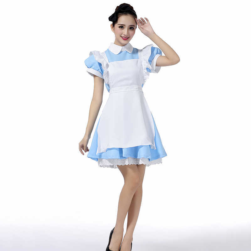 

Halloween Maid Costumes Womens Adult Alice in Wonderland Costume Suit Maids Lolita Fancy Dress Cosplay Costume for Women Girl Y082