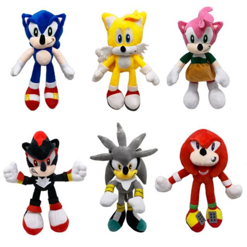 

Party Favor 27-30cm Sonic Plush Doll Toys Cartoon PP Cotton Black Blue Shadow Hedgehog Soft Stuffed pendant Toy Kids Birthday Gifts