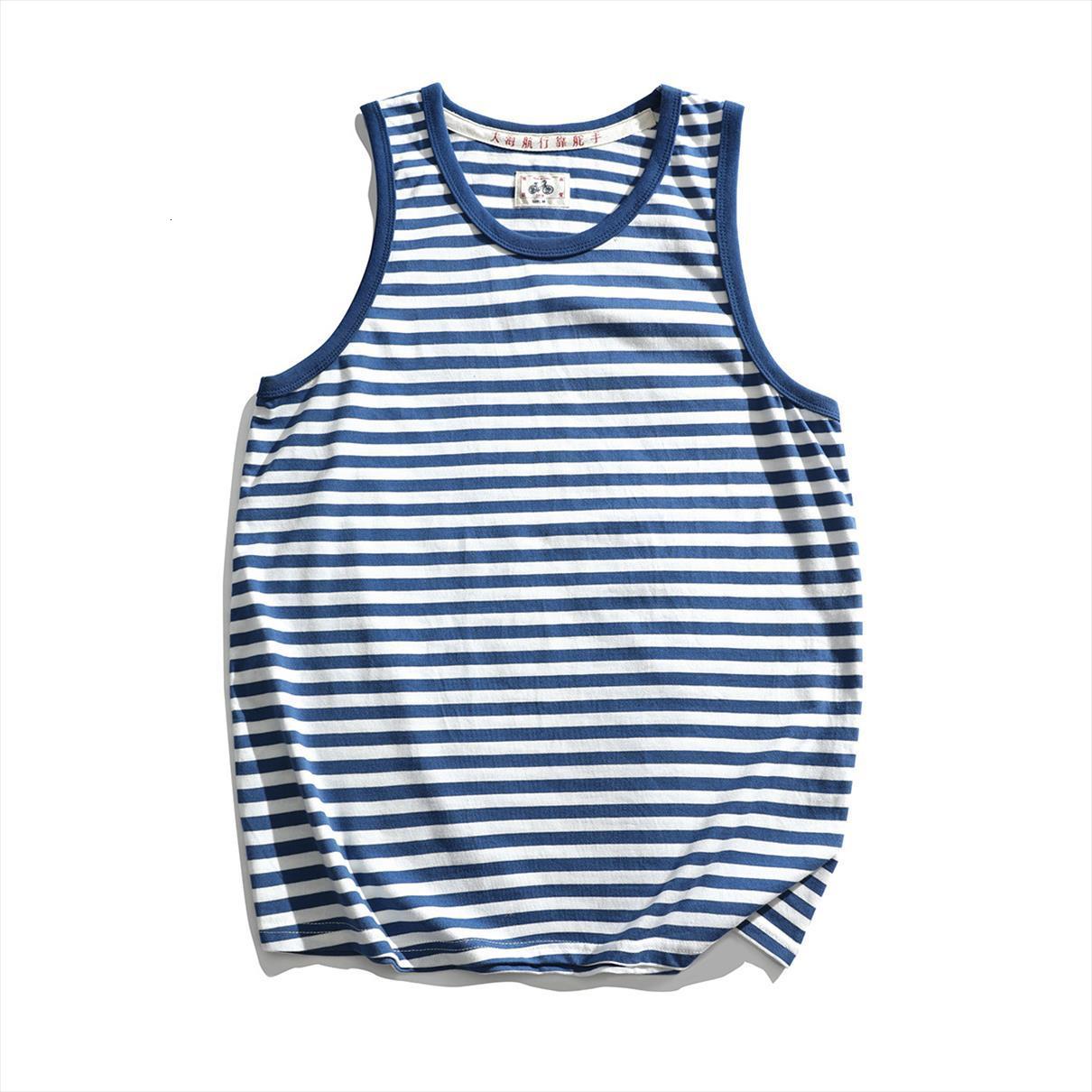 

heavy weight stripe vest men vintage nostalgia sport jogger classical casual sleeveless cotton breathable comfortable tank, White;black