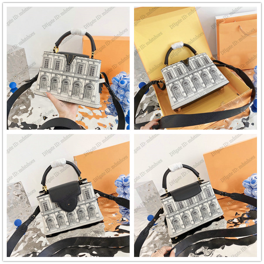 

Fornasetti Capucines BB Handle Bag All-over Architecture print Handbag Women Designer Shoulder Bags Luxury Casual Crossbody M59119