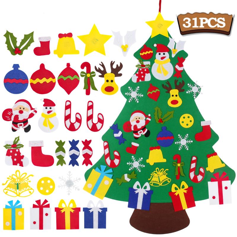 

Christmas Decorations DIY Felt Tree Merry For Home 2021 Cristmas Ornament Xmas Navidad Gifts Santa Claus Year