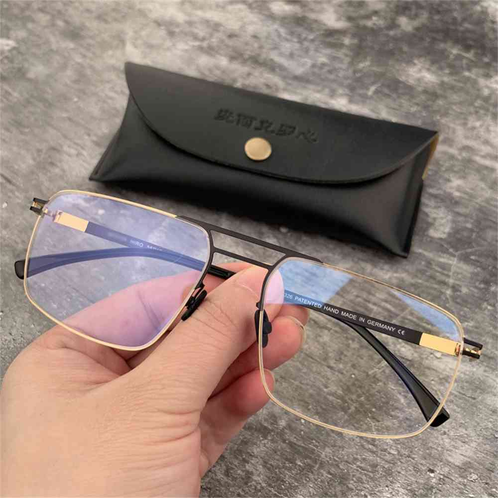 

80% Off Store Online New pure titanium large face founder lightweight myopia glasses super elastic personality double beam frame men's