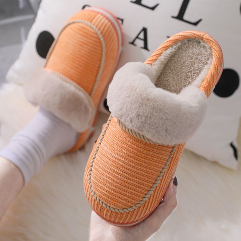 

Fashion simple plush cotton slippers shoes winter comfortable versatile wear warm indoor wooden floor Factory direct sale, Lightgreen