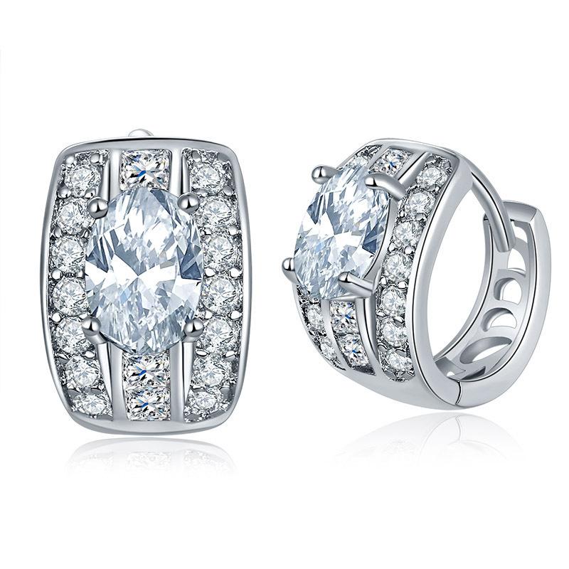 Hoop & Huggie Women&#039;s Earring Silver Color Shiny Dazzling Zircon Ear Accessories Earing Wedding Evening Jewelry Gift For Women Jewellry KBE1-image-698727357