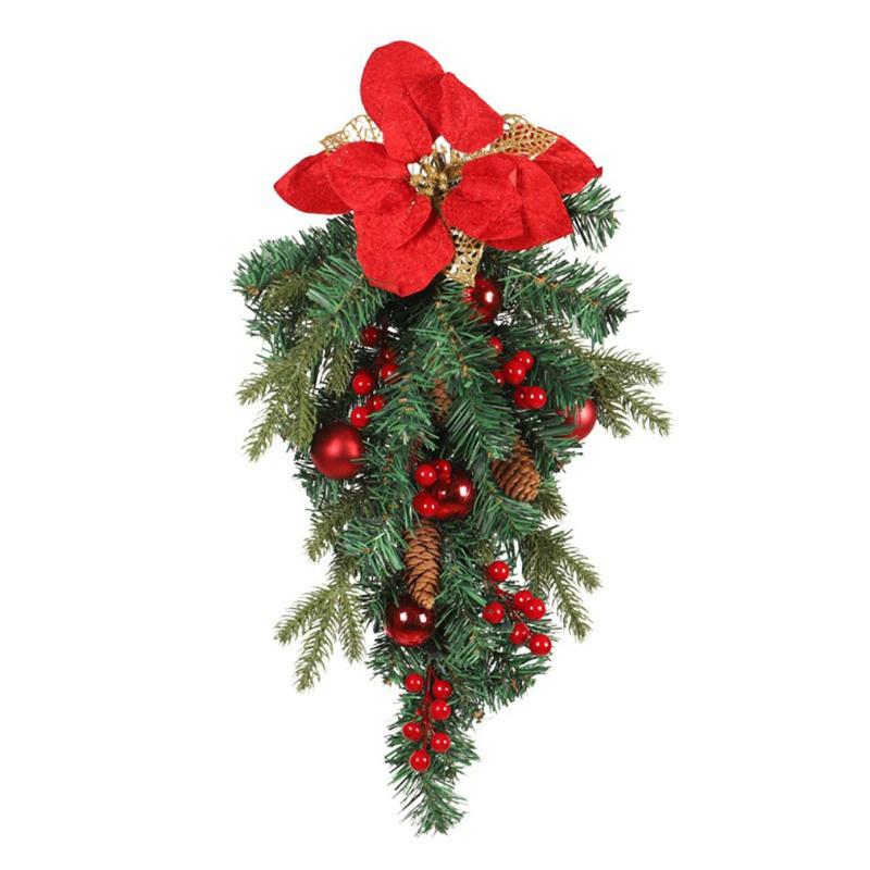 

Christmas Decorations Decoration Upside Down Tree Flower Ball Pine Cone PE Door Hanging Holiday