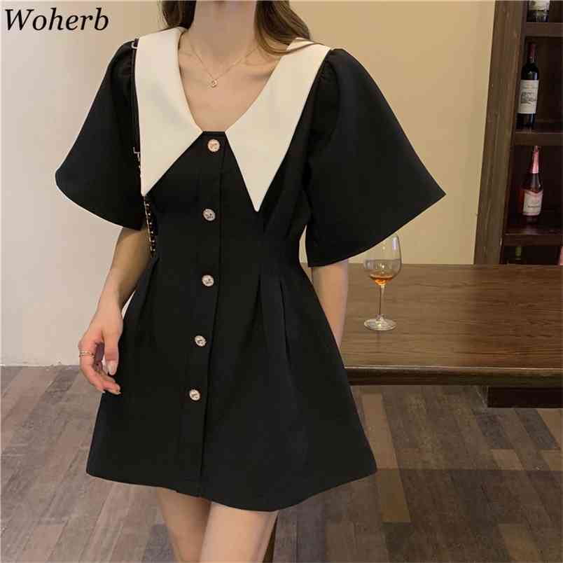 

Summer Kawaii Dress Women Vintage Elegant Party Female Japanese Lolita Sweet Short Sleeve 210519, Black