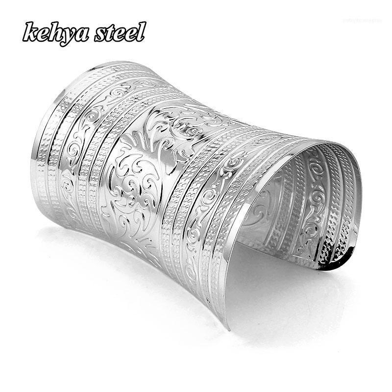 

Bangle Gold/Steel Color Alloy Bracelets For Women Fashion & Bangles Elegant Pattern Wrap Wide Female Bracelet Jewelry1