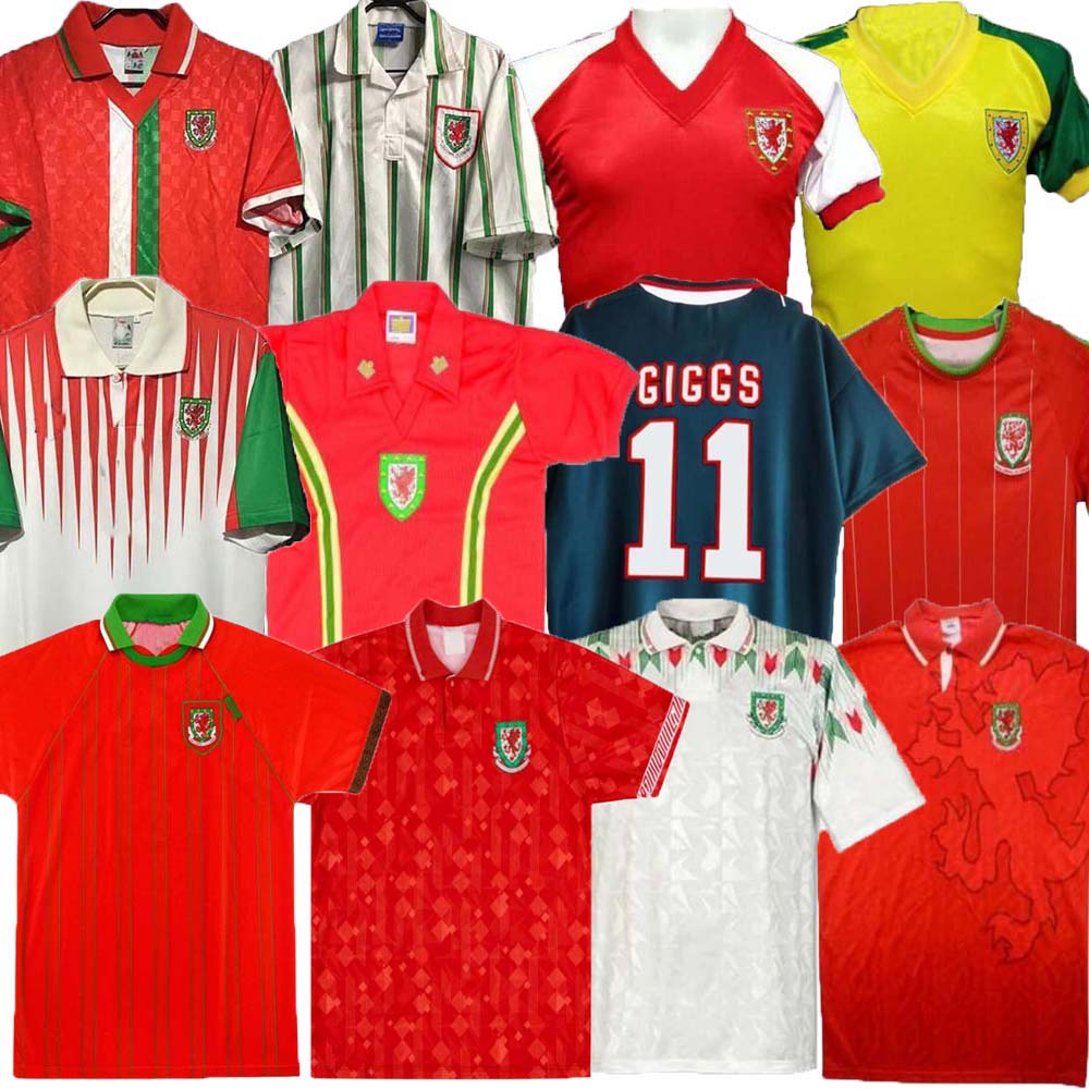 

1976 1983 1982 1990 1993 Wales Wales Retro Soccer Jersey 1992 1994 1995 1996 1998 Home Away Saunders Giggs Hughes Rush Classic Speed Boden 2000 Vintage Football Shirt, 94/95 away