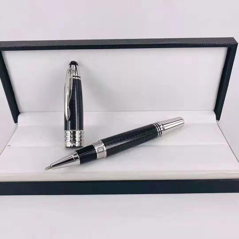 

Luxury High Quality Black carbon fibra Blue Fountian pen Rolelrball Ballpoint pens with JFK carving logo brand product @yamalan, As picture show