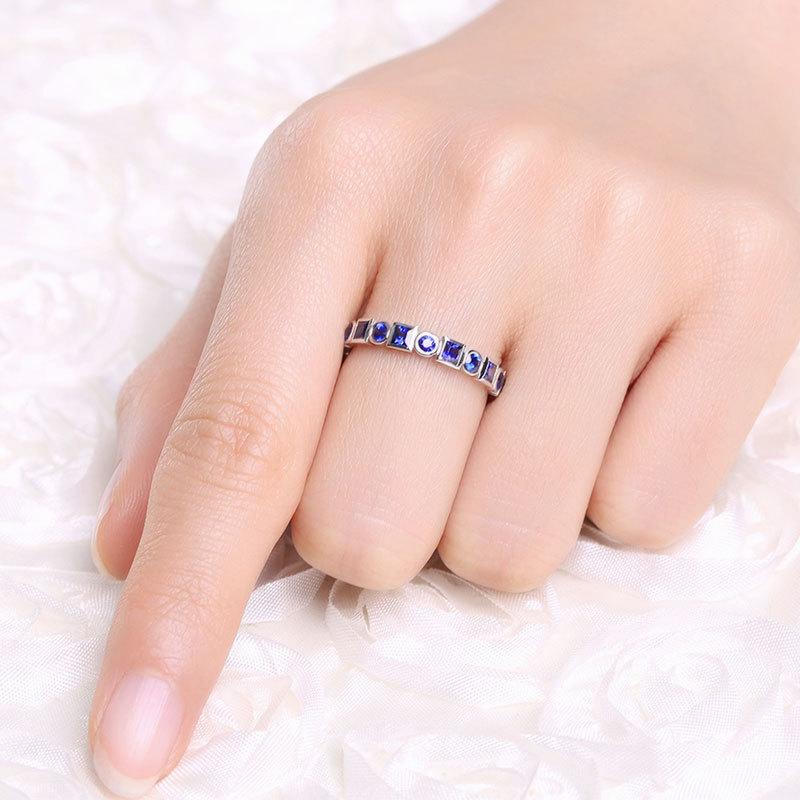 

Cluster Rings S925 Sterling Silver Color Sapphire Jewelry Ring For Women Anillos De Bizuteria 925 Blue Gemstone, Golden;silver