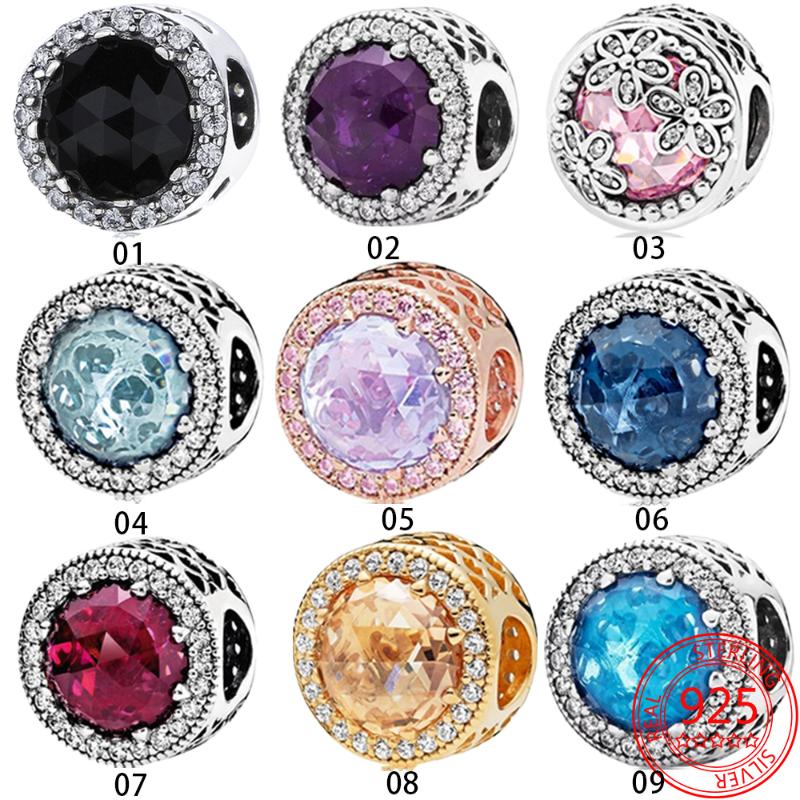 

Other Authentic 925 Sterling Silver Heart-Shaped Colorful Crown Gemstone Beaded Charm Fit Brand Bracelet DIY Gift Set Making