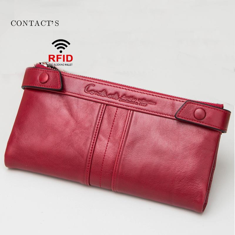 

Womens Wallet RFID Fashion Leather Ladies Multifunctional Zipper Female Clutch Wallets, Red;black