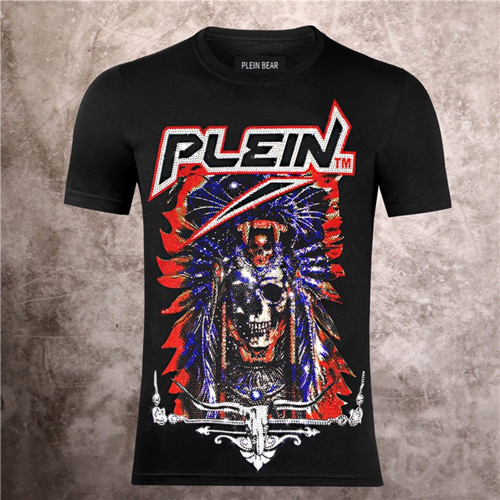 

PLEIN BEAR T SHIRT Mens Designer Tshirts Rhinestone Skull Men T-shirts Classical High Quality Hip Hop Streetwear Tshirt Casual Top Tees PB 16040, Black