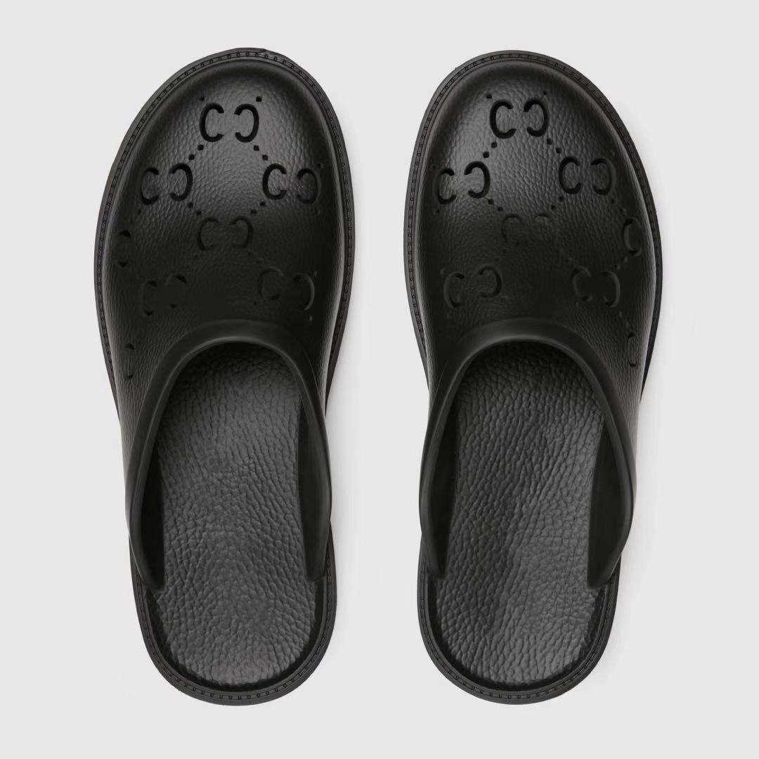 

Male Female Slippers Loafers 655517 2021 Latest Hollow Rubber Slide Black Beige White Unisex Women Men Classic Slides Casual Shoes 35-44