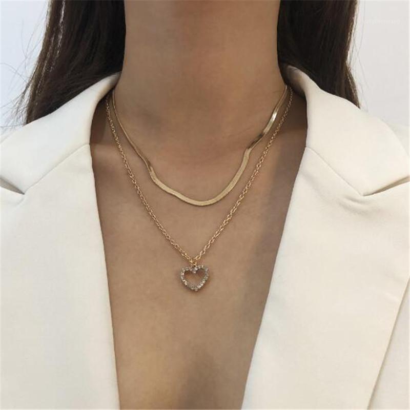 

Fashion Delicacy Crystal Heart Europe Meatl Pendant Necklace For Women Jewelry Gifts Accessories Chains