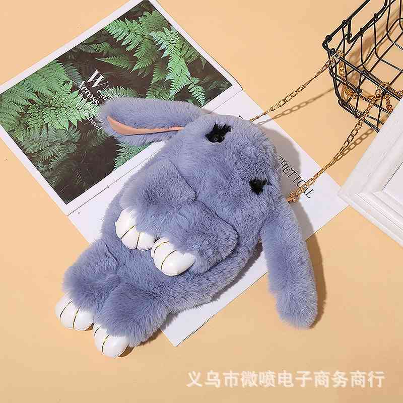 

New cartoon rabbit shape Rabbit Plush fashion student plush shoulder bag, Red