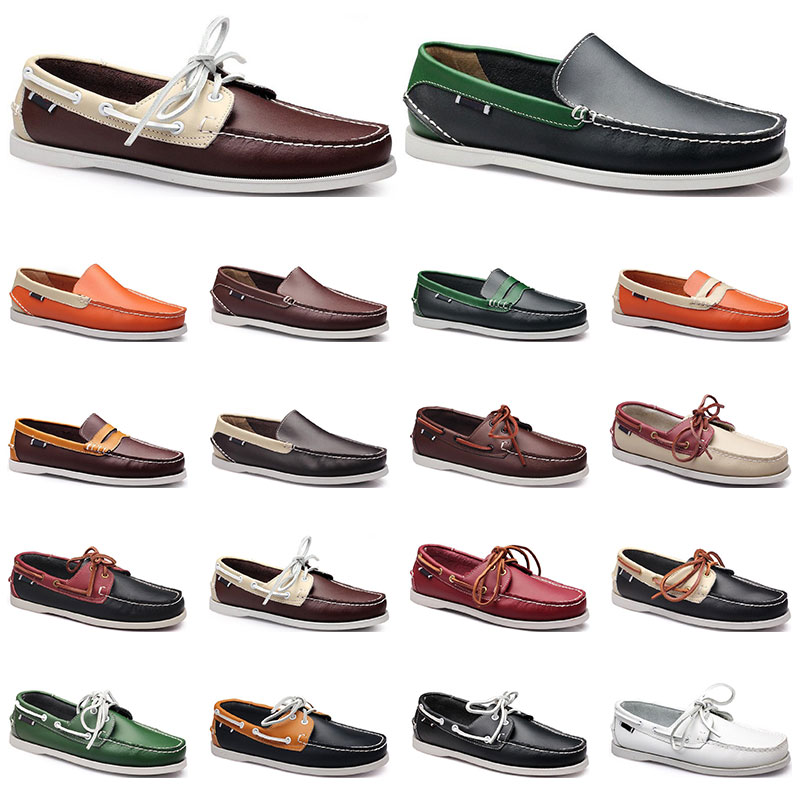 

176 Womens sneakers Sailing shoe mens casual leather shoes black white red green orange brown outdoor trainers size 38-45, 14