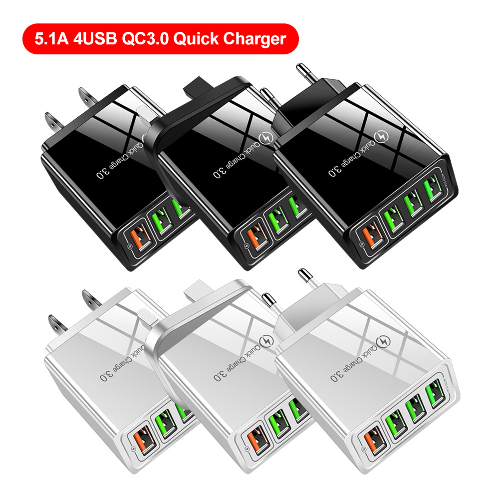 

Multi Port USB Wall Charger Quick Charge 3.0 4 Ports Travel Power Adapter for iPhone Samsung Smartphones