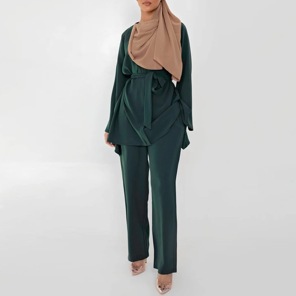 

Dubai Abaya Turkey Muslim Fashion Sets American European Islam Clothing Abayas For Women Robe Femme De Moda Musulman Ensembles
