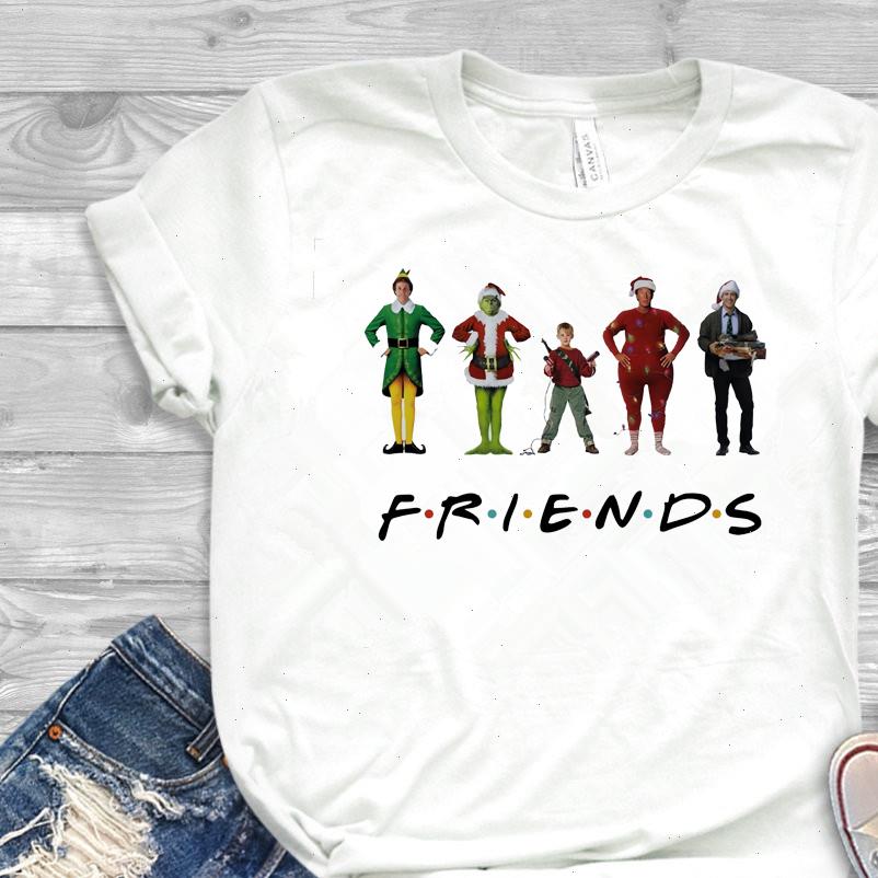 

Women Tops Funny Christmas T Shirt Friends Elf Grinch Kevin Clark Griswold Graphic Tee Humor Santa Claus Tees, White