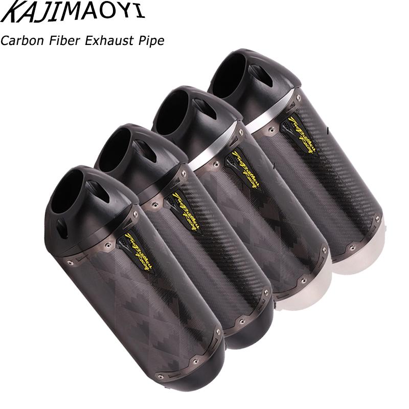 

Motorcycle Exhaust System KAJIMAOYI Universal Real Carbon Fiber Slip On Muffler Pipe Escape With DB Killer For Most