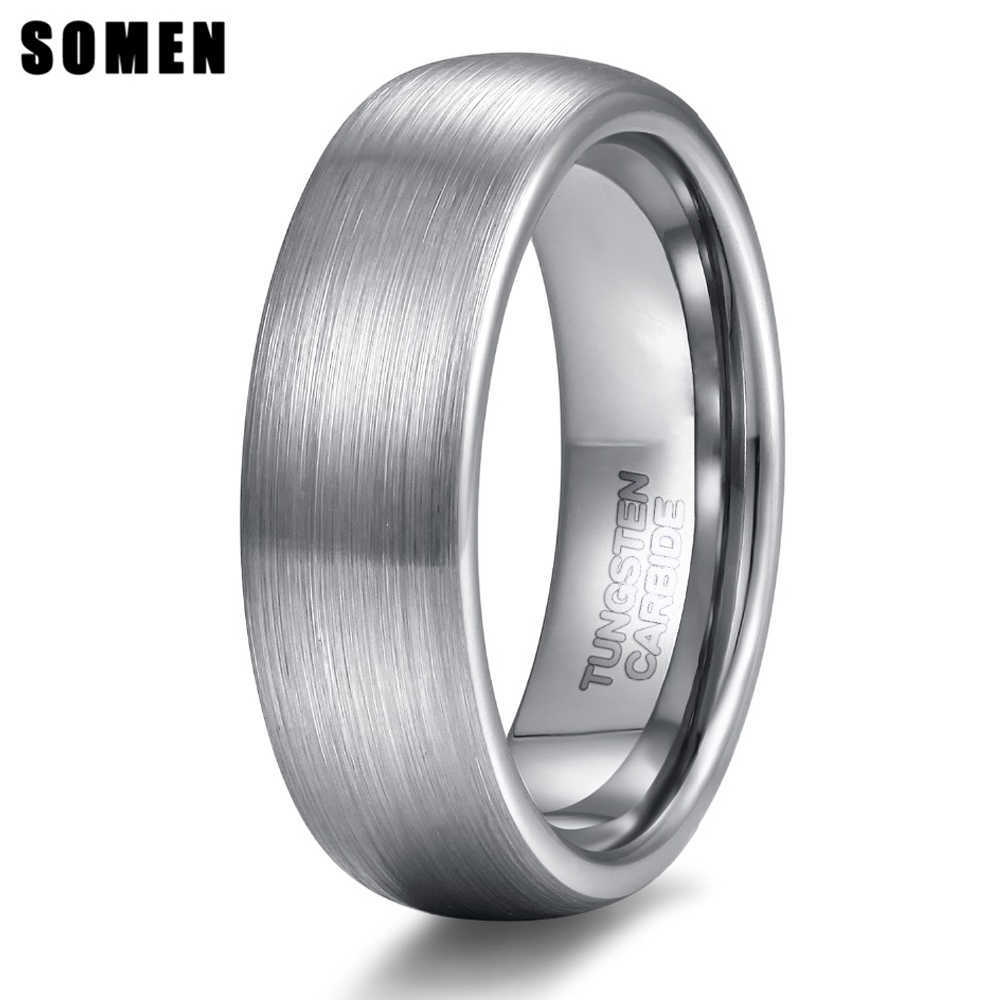 

Somen 6mm Brushed Silver Color Tungsten Carbide Wedding Engagement Ring Mens Jewelry Anel Masculino
