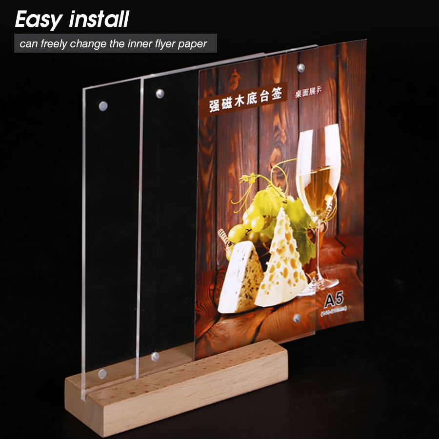 A4 Tabletop Wooden Menu Sign Holder Board Counter Display Stands Photo Poster Frame Equipment For Restaurants Stores 8.5x11-image-466261607