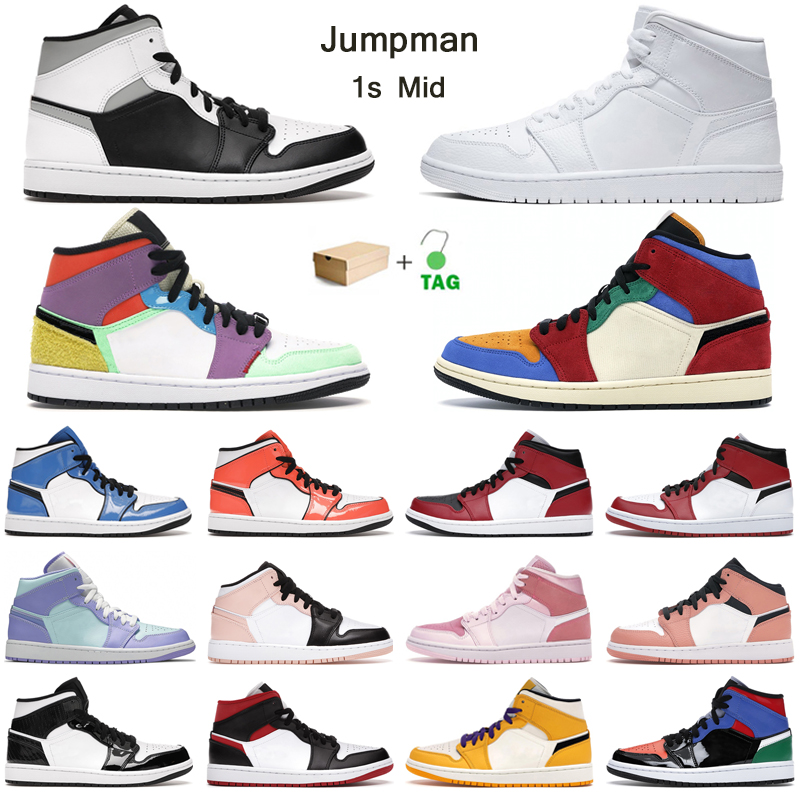 

jumpman 1s mid basketball shoes 1 mens trainers White Shadow Smoke Grey Ice Cream University Blue Game Royal womens outdoor sneakers with box, #20