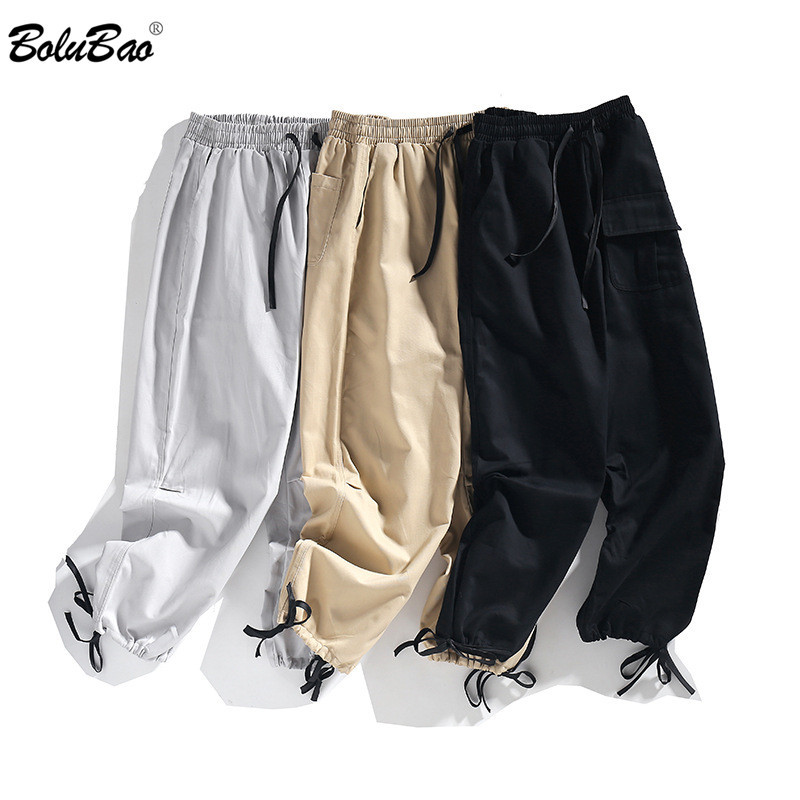

BOLUBAO Brand Men Casual Pants Men Solid Color Cotton Straight Trousers Fashion Casual Comfortable Harem Pants Male 210518, Black
