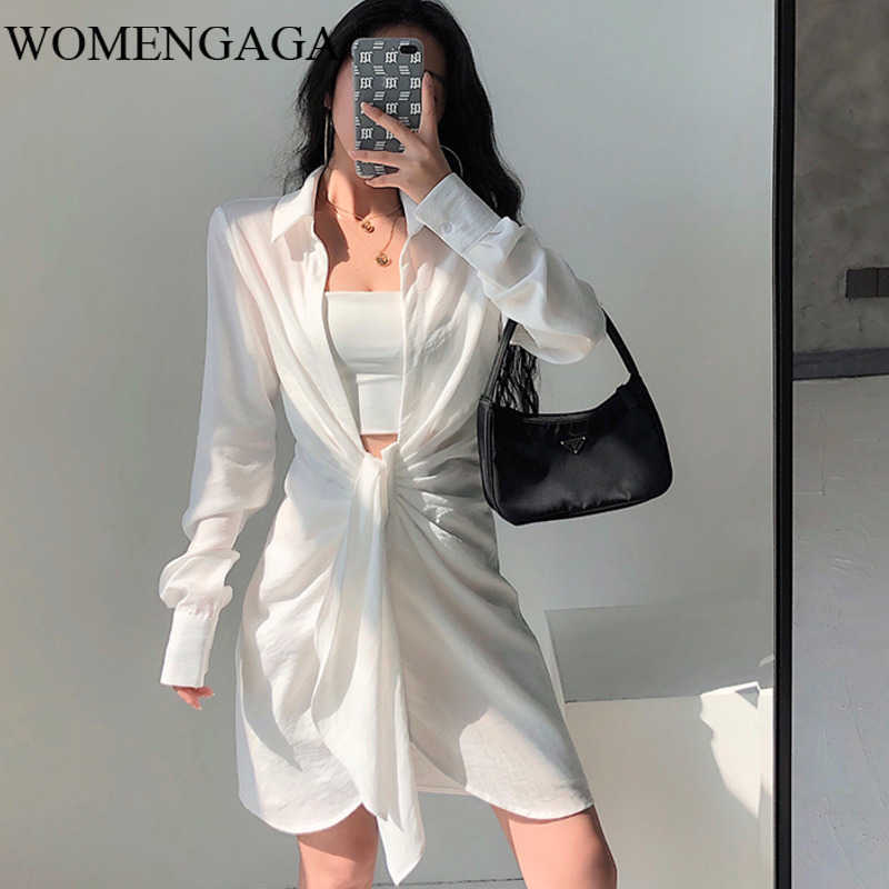 

Europea Bowknot Shirt Loose Casual V-neck Long Sleeve Tops White Womens Girl Female Blouse FVVZ 210603