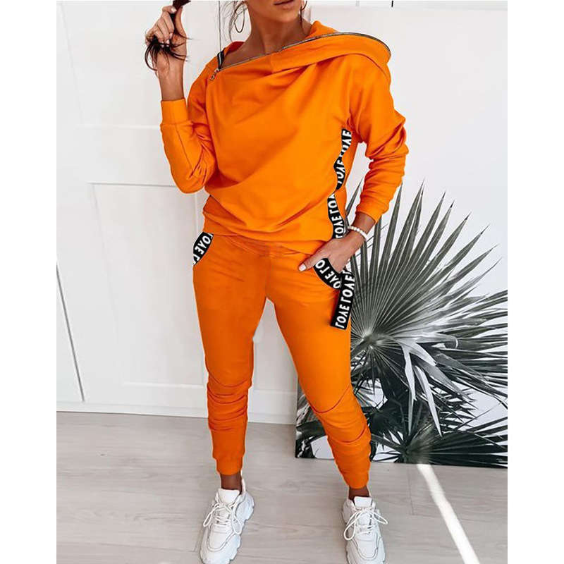 

Women's Tracksuits fashion casual hooded sports suit, Gray