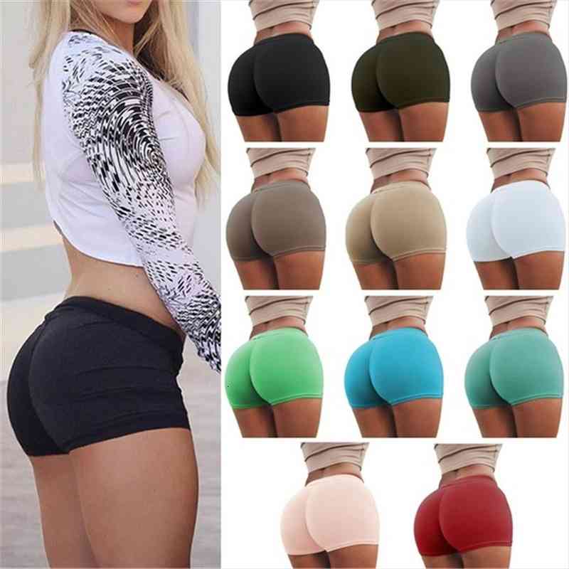 

summer workout sportwear high waist womens short hip lifting stretch gym bottoms boxer femme, White;black