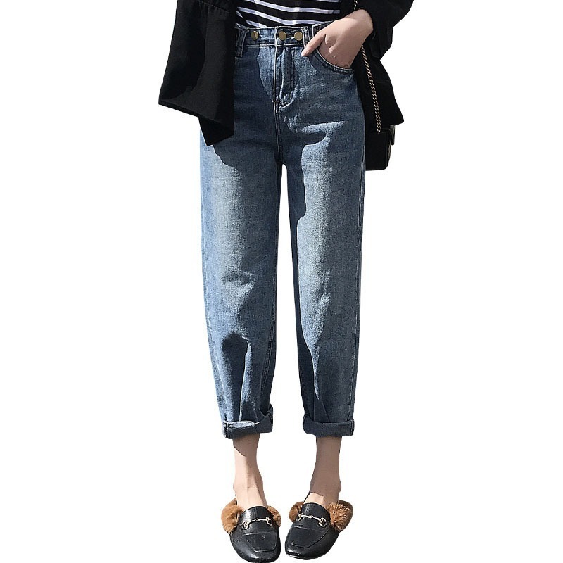 

Spring Summer Boyfriend Harem Denim Pants Fashion Women High Waist Female Autumn Mom Jeans Pantalones Mujer Plus Size XL 210518, Blue