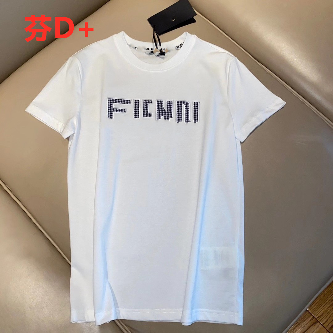 

Luxury design + summer thousand bird lattice short sleeve refreshing simple women' round neck cotton loose black and white T-shirt 01