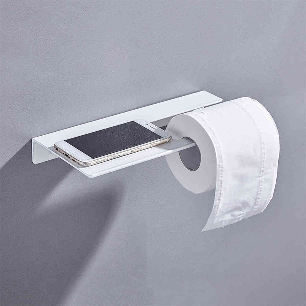 Tissue Rack Space Aluminum Paper Holder Multifunction Punching-Free Towel Shelf Bathroom/Kitchen Wall Organizing Household-image-689860729
