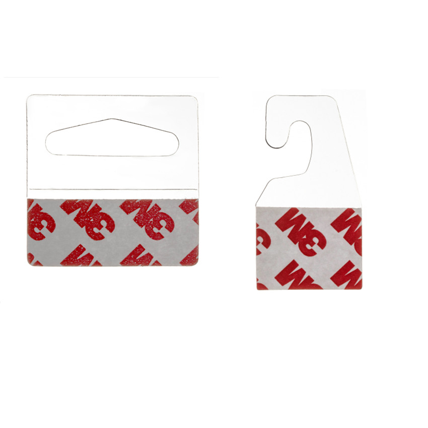 

Retail Supplies Plastic PVC PET Hang Display J-hook Tabs Hooks Merchandise Package Box Bag Hangers Peghooks Self Adhesive Round Hole 400pcs